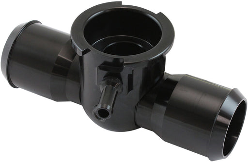 Billet Aluminium Inline Radiator Hose Filler- Black Finish Suits 38mm Radiator Cap and 1-1/4"-20 Internal Thread 