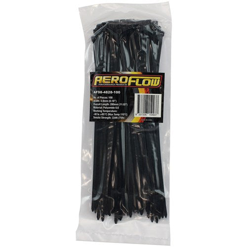 Heavy duty cable tie 4.8 x 280mm 100 pack black PA66