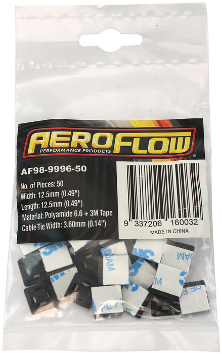 Cable Tie Self Adhesive Mount 12.5mm x 12.5mm - 50 Pack  