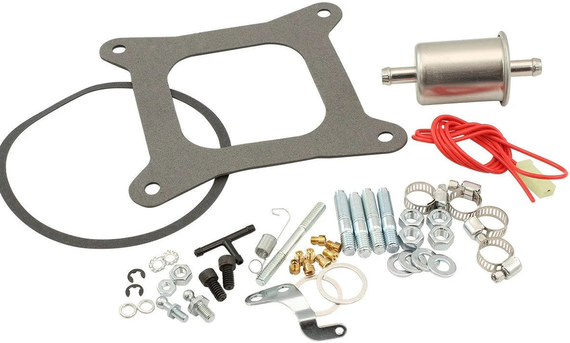 Aeroflow 570cfm 4-Barrel Street Carburettor with Vacuum Secondaries Square bore 4150 Flange, Electric Choke, Silver Finish 