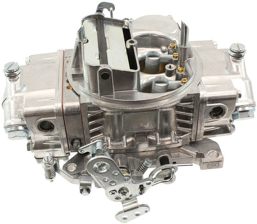Aeroflow 750cfm 4-Barrel Street Carburettor with Vacuum Secondaries Square bore 4150 Flange, Electric Choke, Silver Finish 