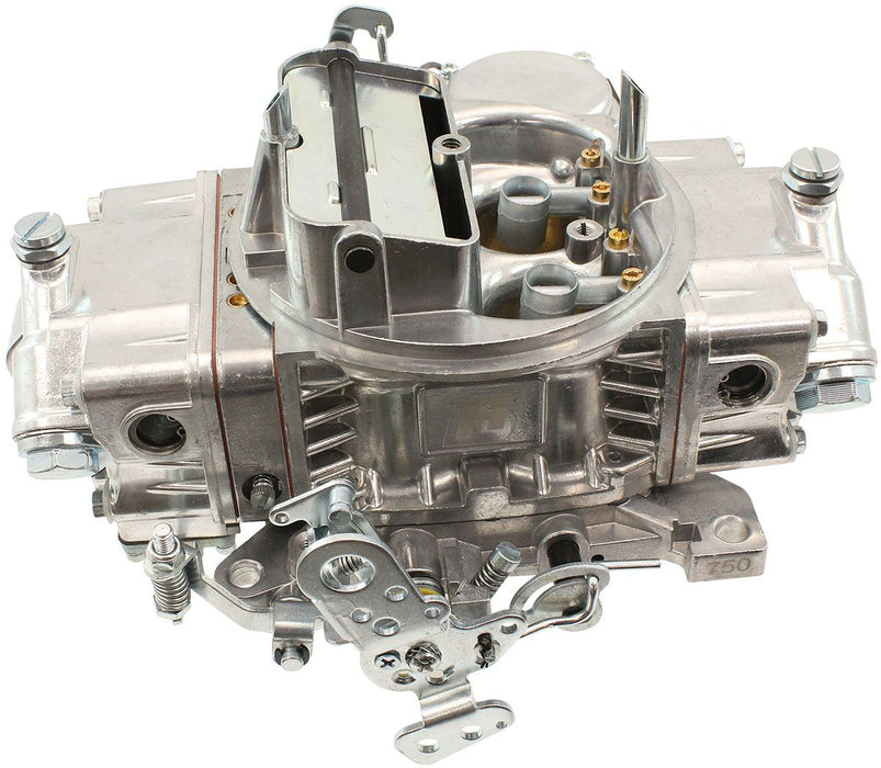 Aeroflow 750cfm 4-Barrel Street Carburettor with Vacuum Secondaries Square bore 4150 Flange, Electric Choke, Silver Finish 