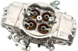 Aeroflow 650cfm 4-Barrel Double Pumper Carburettor with Mechanical Secondaries Square bore 4150 Flange, No Choke, Silver Finish 