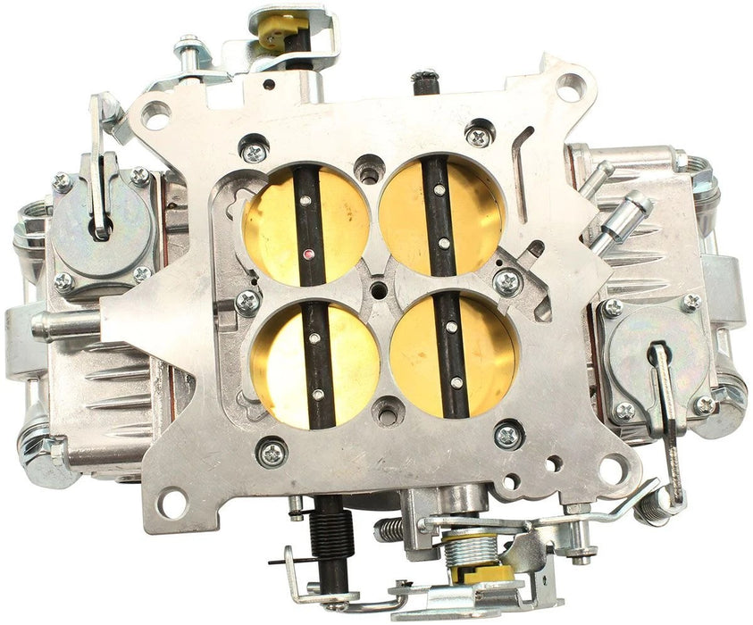 Aeroflow 650cfm 4-Barrel Double Pumper Carburettor with Mechanical Secondaries Square bore 4150 Flange, No Choke, Silver Finish 