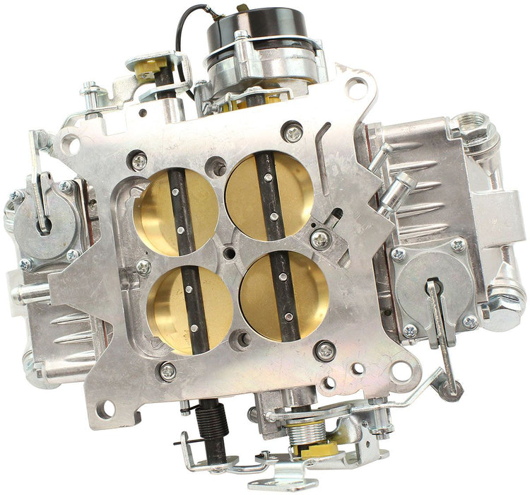 Aeroflow 650cfm 4-Barrel Double Pumper Carburettor with Mechanical Secondaries Square bore 4150 Flange, Electric Choke, Silver Finish 