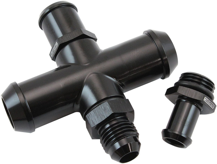 AF64-4044BLK - AEROFLOW FORD BARRA BA BF FG XR6 HEATER HOSE X-PIECE 