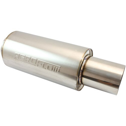 5500 Series Stainless Steel 4" Round Muffler 4" Inlet, 18" Length, 6" Diameter, 5" Tip - AF5515-400