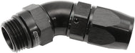 AF582-08-08DBLK - AEROFLOW MALE END -8ORB TO -8AN TEFLON 45 DEGREE HOSE END BLK 