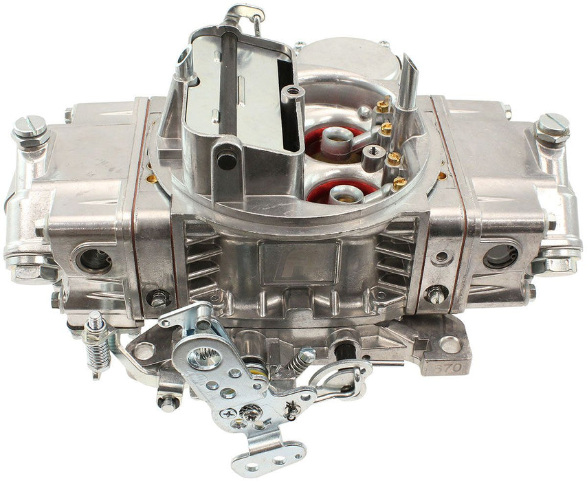 Aeroflow 670cfm 4-Barrel Street Carburettor with Vacuum Secondaries Square bore 4150 Flange, Electric Choke, Silver Finish 