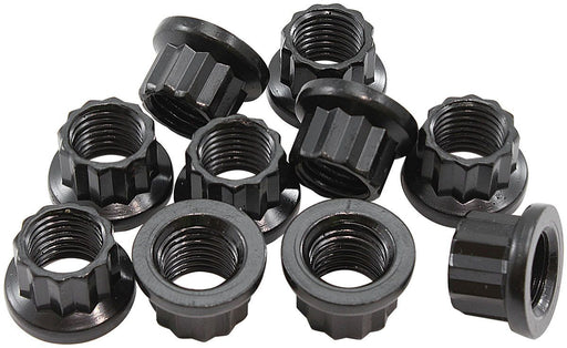 AF34-30-0010- Aeroflow 12-Point Nuts, Chrome Moly Black Oxide, 10-Pack  7/16"-20 Thread, .720" O.D, 1/2" Socket 