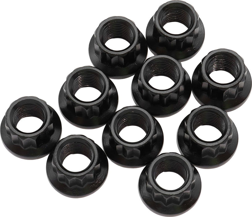  AF34-30-0011- aeroflow 12-Point Nuts, Chrome Moly Black Oxide, 10-Pack 7/16"-20 Thread, .815" O.D, 9/16" Socket 