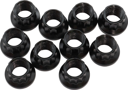 AF34-07-0010- Aeroflow 12-Point Nuts, Chrome Moly Black Oxide, 10-Pack M12 x 1.25 Thread, 14mm Socket