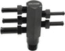 af458-06blk-Aeroflow 3/8" NPT Aluminium Vacuum Tree - Black Finish 1 x 3/16", 3 x 1/4", 1 x 3/8" Barbs Included 