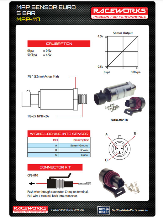 MAP SENSOR EURO - 5 Bar