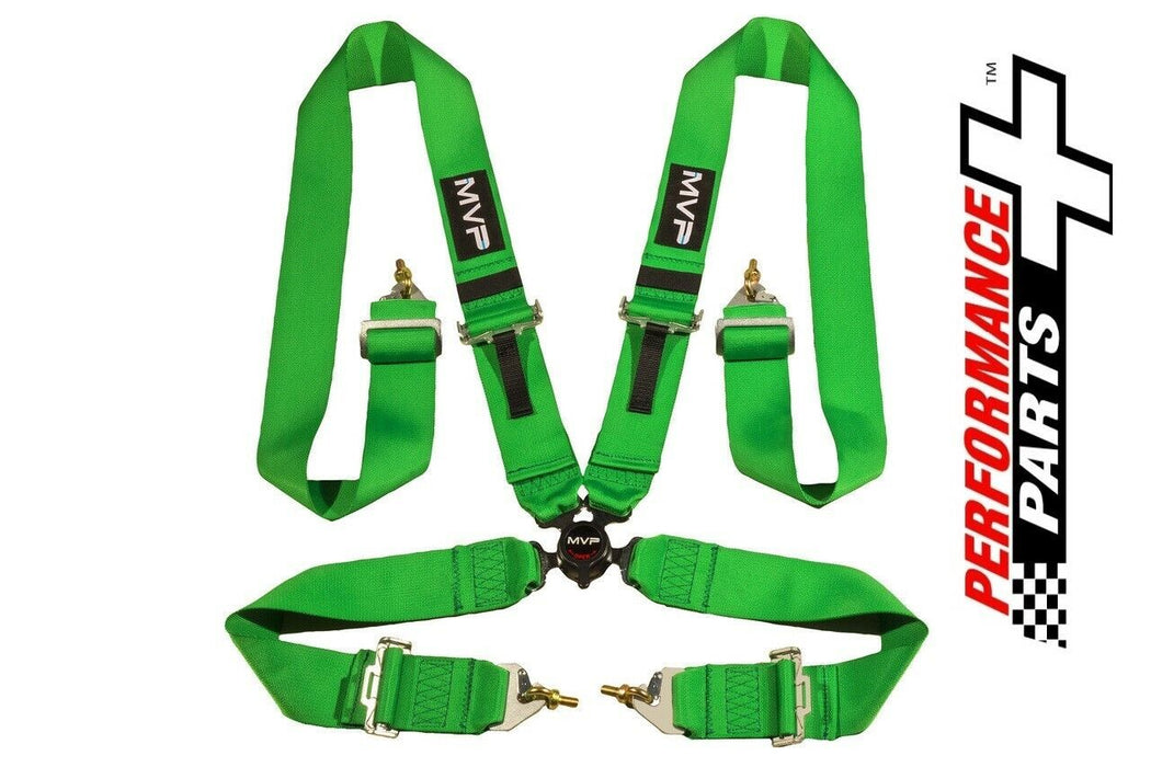 MVP RACING HARNESS, 4 POINT 3" BELTS CAM LOCK, GREEN SFI APPROVED