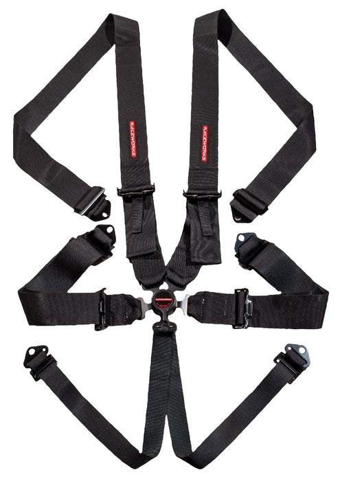 MVP RACING HARNESS, 6 POINT 3" BELTS CAM LOCK, BLACK SFI APPROVED