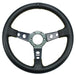 RACEWORKS 350mm DISHED STYLE BLACK LEATHER STEERING WHEEL