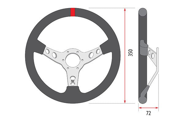 RACEWORKS 350mm DISHED STYLE BLACK LEATHER STEERING WHEEL