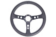 Raceworks Leather Dished Steering Wheel - Black/Blue Stitching - Black/Blue Stitching 