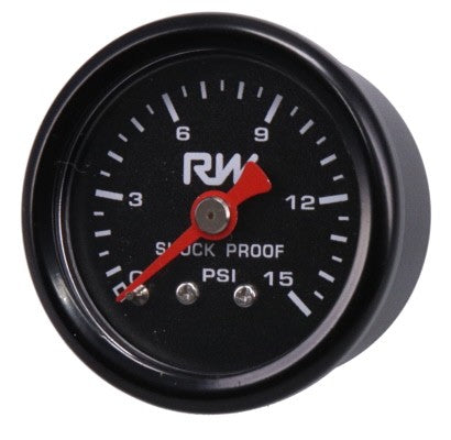 RACEWORKS FUEL PRESSURE GAUGE 0-15psi LIQUID FILLED