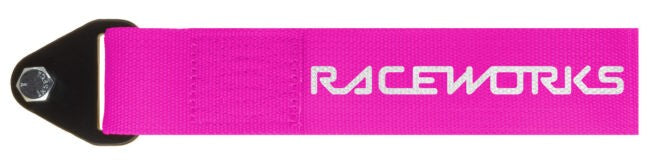 RACEWORKS FLEXIBLE TOW STRAP - FLUORO PINK