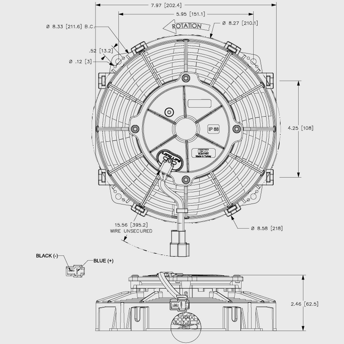 MARADYNE CHAMPION SERIES 8" REVERSIBLE THERMO FAN