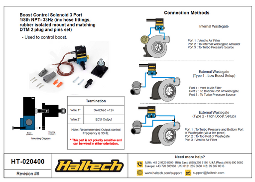 HALTECH BOOST CONTROL SOLENOID 3 PORT 33Hz