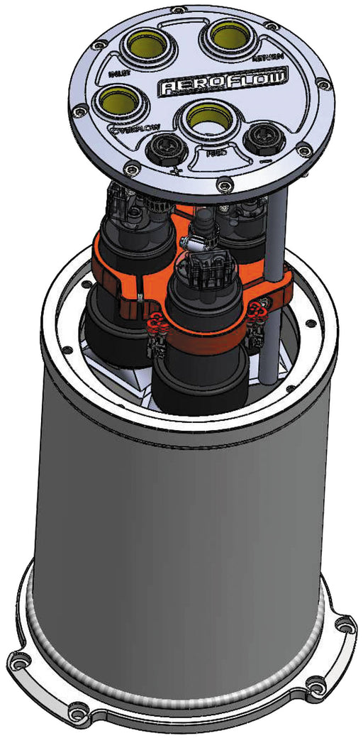  Triple EFI Fuel Pump Round Surge Tank - Black, 5 Liter (1.25 Gal), -10 ORB Outlet With -8 ORB Returns