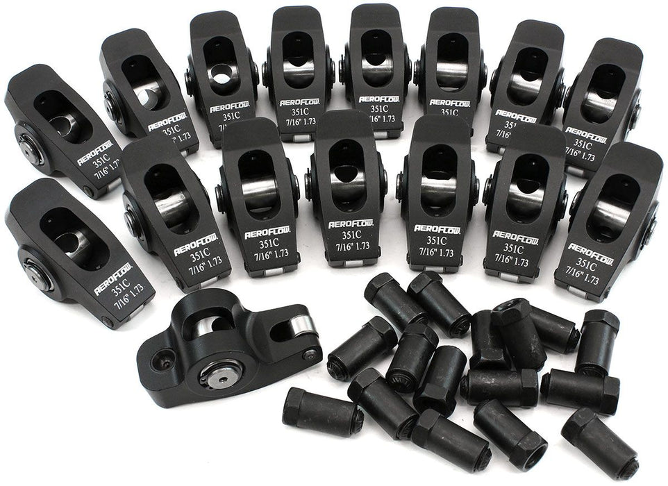 Aeroflow Ford Cleveland Aluminium Roller Rocker Set 7/16" Stud Mount, 1.73 Ratio, Set of 16