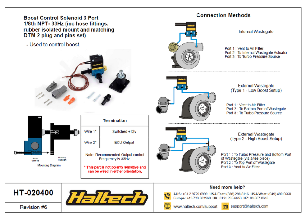 HT-020400 HALTECH BOOST CONTROL SOLENOID 3 PORT 33Hz — Performance ...