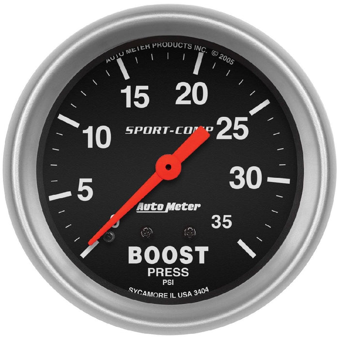 AUTOMETER SPORT-COMP SERIES BOOST GAUGE 2-5/8", FULL SWEEP MECHANICAL, 0-35 psi