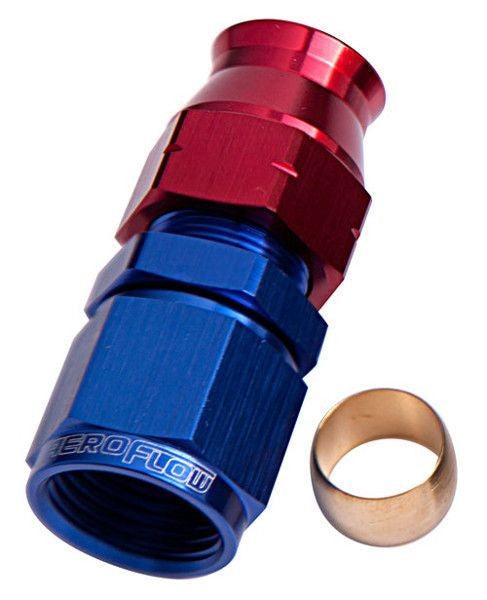 TUBE TO FEMALE AN ADAPTER 5/16" TO -6AN BLUE/RED