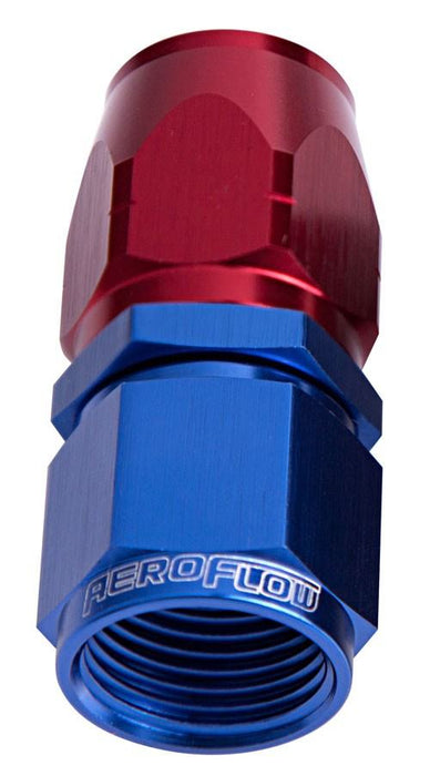 550 SERIES CUTTER STYLE ONE-PIECE FULL FLOW SWIVEL STRAIGHT HOSE END SUITS 100 & 450 SERIES HOSE - 6AN BLUE/RED