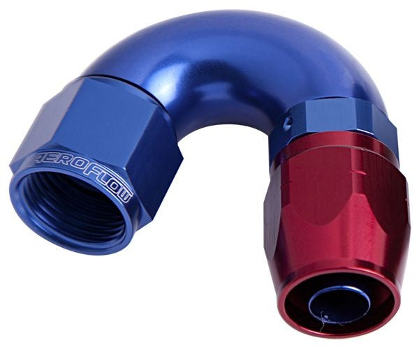 550 SERIES CUTTER ONE-PIECE FULL FLOW SWIVEL 150° HOSE END SUITS 100 & 450 SERIES HOSE -6AN BLUE/RED