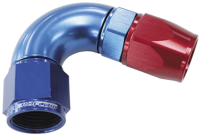 570 SERIES PTFE 120° HOSE END -6AN BLUE/RED