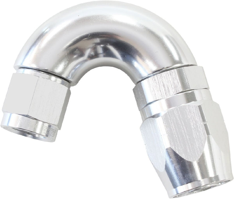 550 SERIES CUTTER STYLE ONE-PIECE SWIVEL 150° STEPPED HOSE END -10AN TO -12 HOSE SILVER