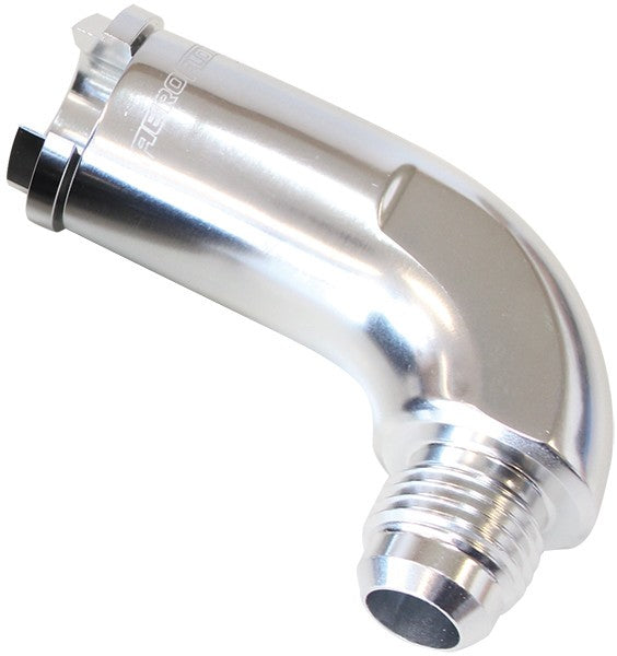 90° PUSH-ON EFI FUEL FITTING 5/16" RETURN SIDE TO -6AN, SILVER