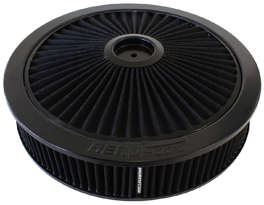 BLACK FULL FLOW 14" x 3" AIR FILTER ASSEMBLY WITH 1-1/8" DROP BASE, 5-1/8" NECK