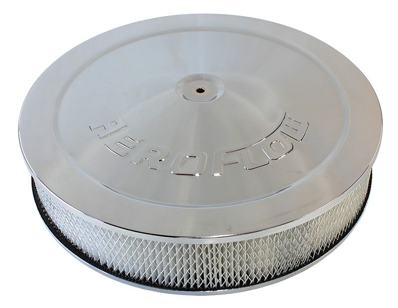 CHROME 14" x 3" AIR FILTER ASSEMBLY WITH 1-1/8" DROPBASE, 5-1/8" NECK