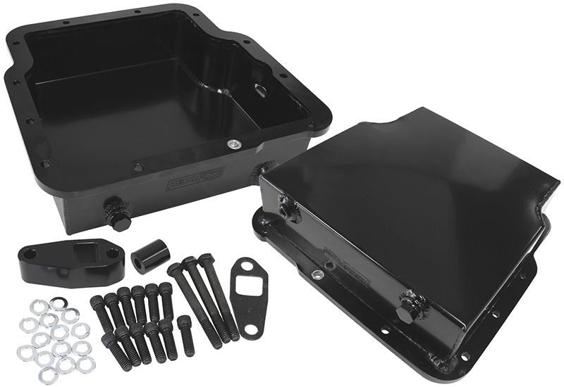 3.25" DEEP FABRICATED TRANSMISSION PAN INC FILTER EXTENSION SUIT HOLDEN TRIMATIC, BLACK FINISH