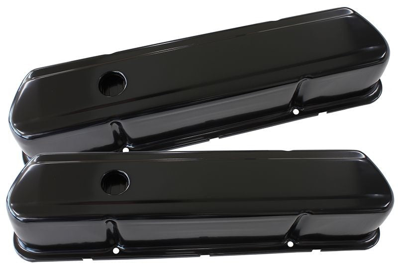 BLACK STEEL VALVE COVERS HOLDEN 253-308 WITHOUT LOGO