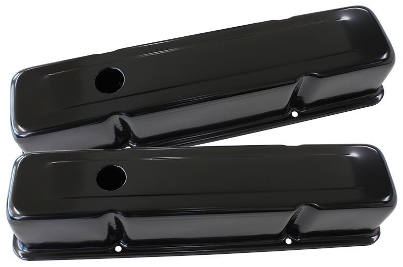 BLACK STEEL VALVE COVERS SUIT SBC TALL NO LOGO