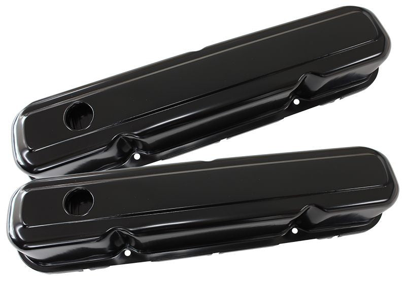 BLACK STEEL VALVE COVERS SUIT SB CHRYSLER 318-360 WITHOUT LOGO