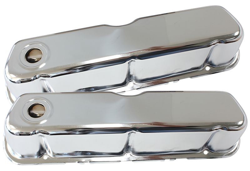 CHROME STEEL VALVE COVERS SUIT 289-351W TALL - NO LOGO