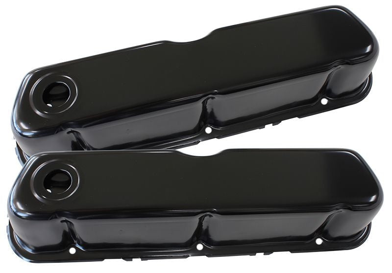 BLACK STEEL VALVE COVERS SUIT 289-351W TALL - NO LOGO