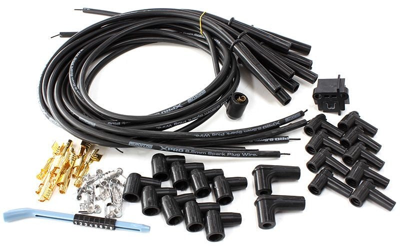 XPRO UNIVERSAL V8 IGNITION LEAD SET WITH MULTI-ANGLE BOOTS - BLACK
