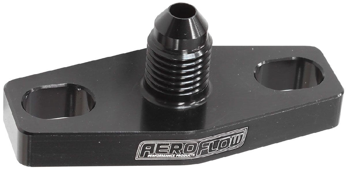 TURBO OIL FEED ADAPTER -4AN, 38-44mm HOLE CENTRE - BLACK