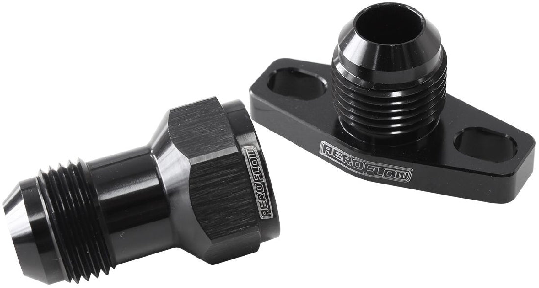 TURBO DRAIN ADAPTER WITH -10AN 38-44mm BOLT CENTRES, 38mm TUBE LENGTH