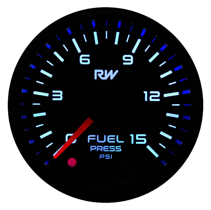 RACEWORKS 52MM ELECTRONIC CARBY FUEL PRESSURE GAUGE KIT 0-15psi