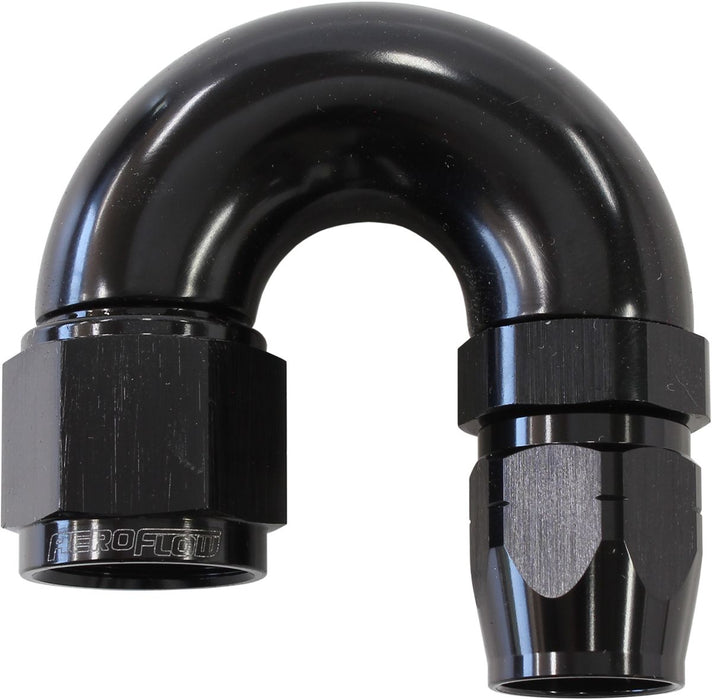 550 SERIES CUTTER STYLE ONE-PIECE SWIVEL 180° STEPPED HOSE END -8AN TO -6 HOSE BLACK